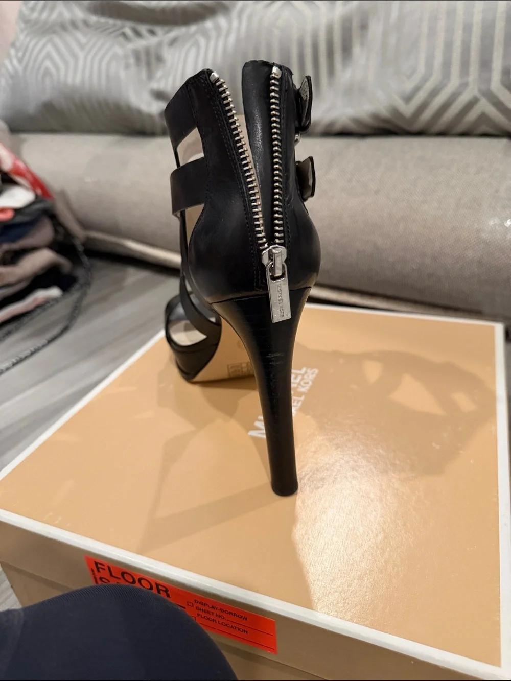 Michael Kors Black Leather Buckle Platform High Heels
